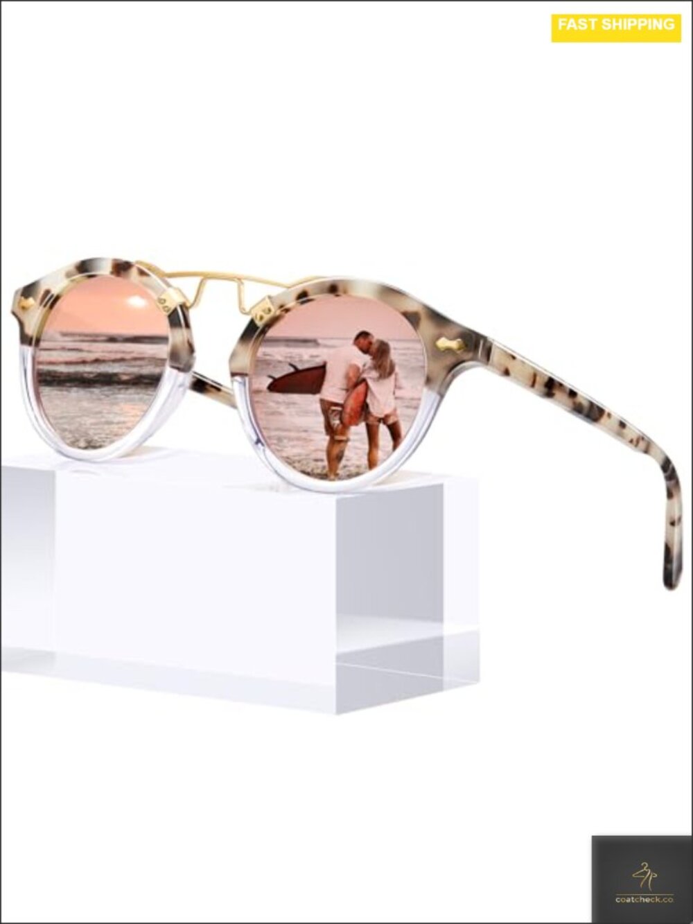 Polarized Acetate Round Sunglasses UV Protection Womens